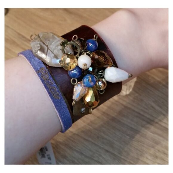 CURATED Bundle 2 leather bracelets Love Peace Boho - Picture 5 of 5